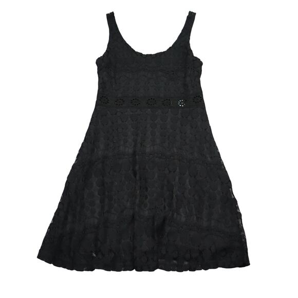 Cecico Dress Womens M Black Sleeveless Fit Flare Knee length Sheer Scoop Neck - Picture 1 of 16